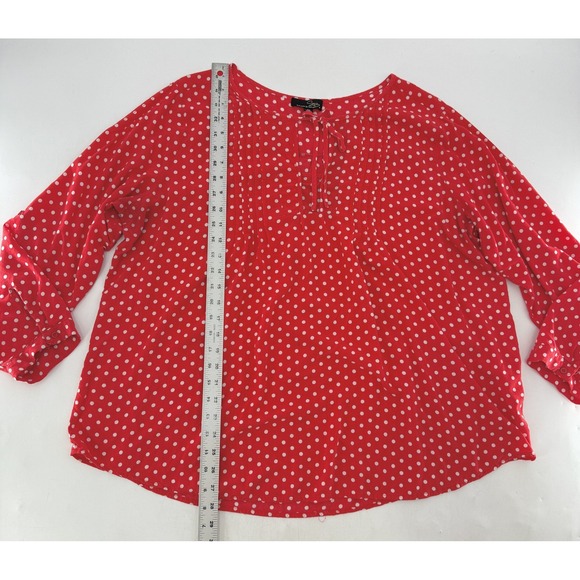Suzanne Betro Plus Size Red White Polka Dot Roll Tab Boho Blouse Top 4x See Pics - Picture 11 of 12